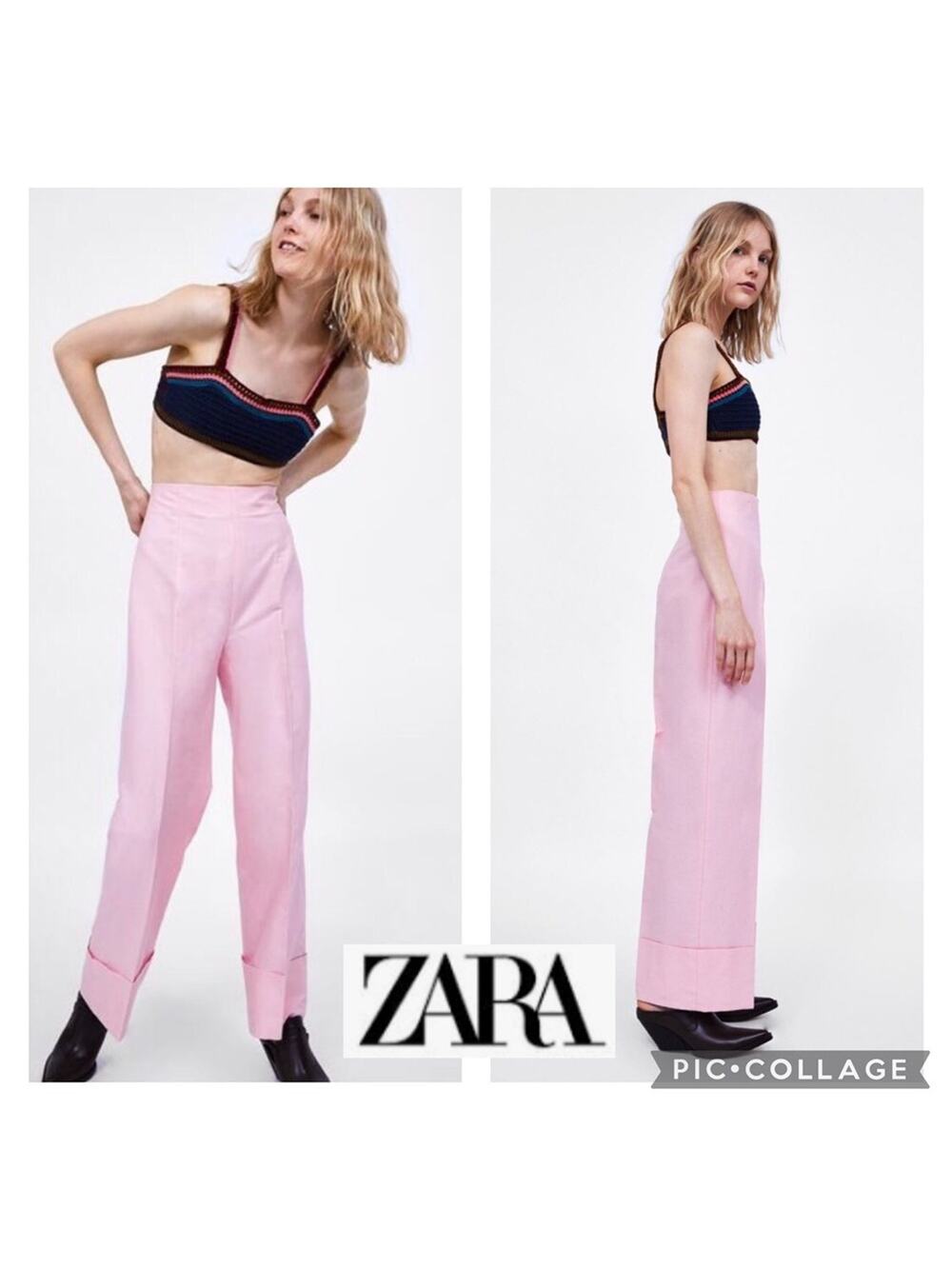 ZARA Trafaluc collection wide legged pink pants size XS